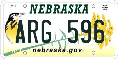 NE license plate ARG596