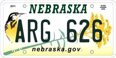 NE license plate ARG626