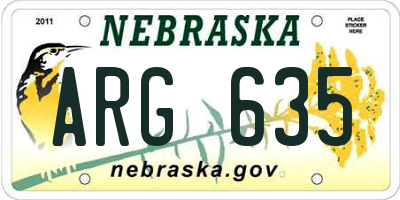 NE license plate ARG635