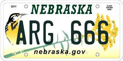 NE license plate ARG666