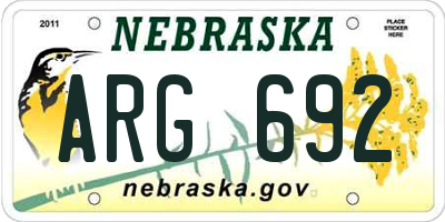 NE license plate ARG692