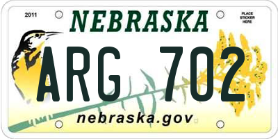 NE license plate ARG702