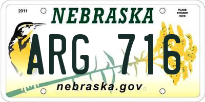 NE license plate ARG716