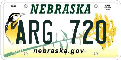 NE license plate ARG720