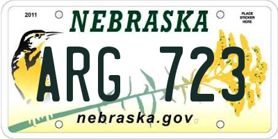 NE license plate ARG723
