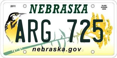 NE license plate ARG725