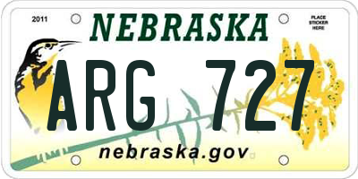 NE license plate ARG727