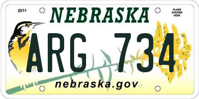 NE license plate ARG734