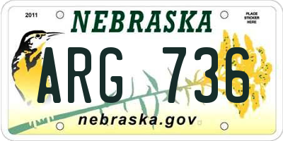 NE license plate ARG736