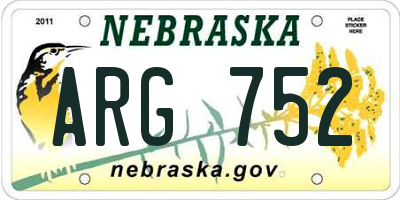 NE license plate ARG752