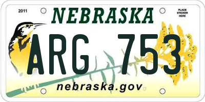 NE license plate ARG753
