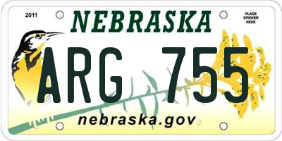 NE license plate ARG755