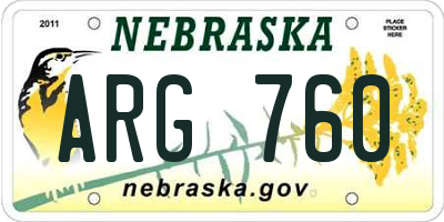NE license plate ARG760