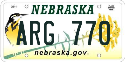 NE license plate ARG770