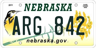 NE license plate ARG842