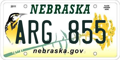 NE license plate ARG855