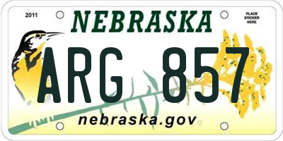 NE license plate ARG857