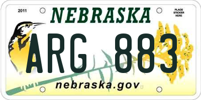 NE license plate ARG883