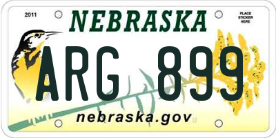 NE license plate ARG899