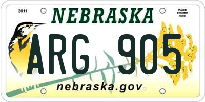 NE license plate ARG905