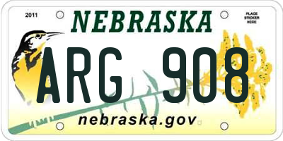 NE license plate ARG908