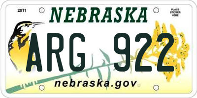 NE license plate ARG922