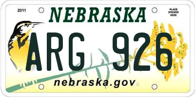NE license plate ARG926