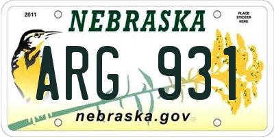 NE license plate ARG931