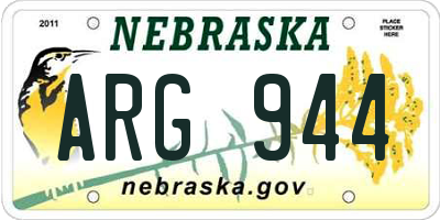 NE license plate ARG944