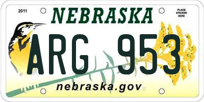 NE license plate ARG953