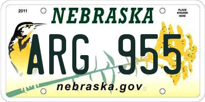 NE license plate ARG955
