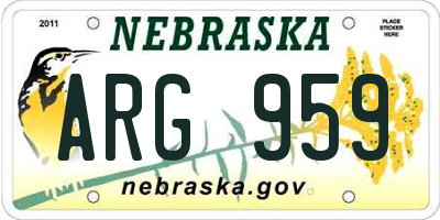 NE license plate ARG959