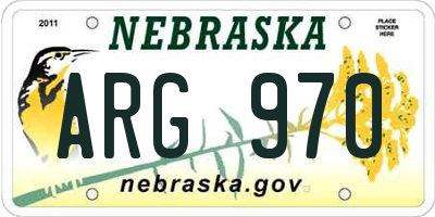 NE license plate ARG970
