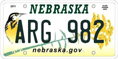 NE license plate ARG982