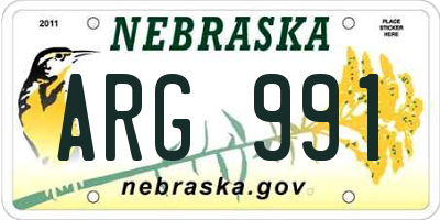 NE license plate ARG991