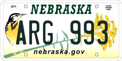 NE license plate ARG993