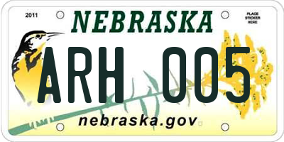 NE license plate ARH005