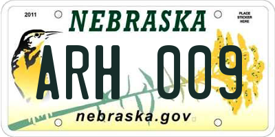 NE license plate ARH009