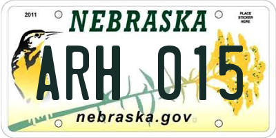 NE license plate ARH015