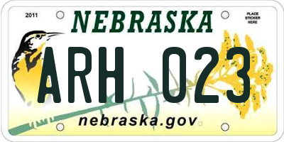 NE license plate ARH023