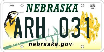 NE license plate ARH031