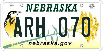 NE license plate ARH070