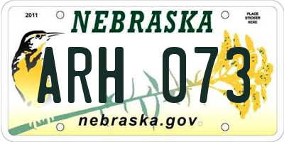 NE license plate ARH073