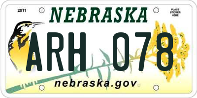 NE license plate ARH078