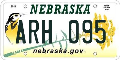 NE license plate ARH095