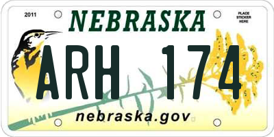 NE license plate ARH174