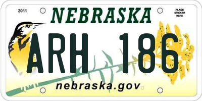 NE license plate ARH186