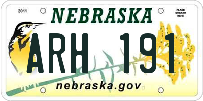 NE license plate ARH191