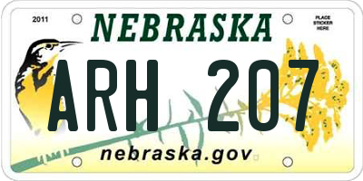 NE license plate ARH207