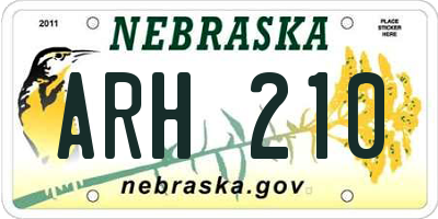 NE license plate ARH210